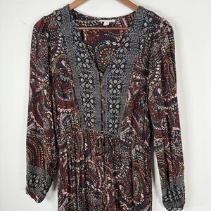 Knox Rose Maxi Dress Womens Small Black Paisley Front Buttons Prairie Boho